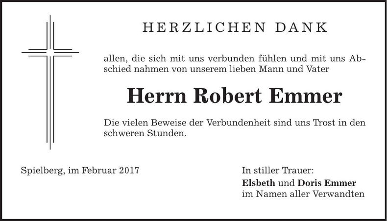 Traueranzeige Robert Emmer