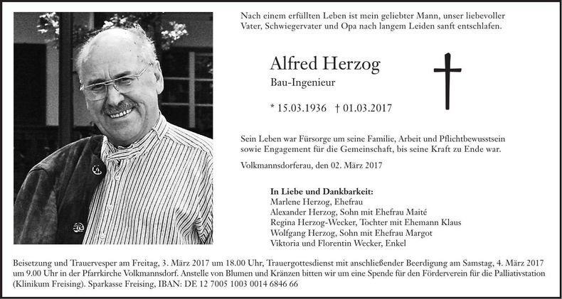 Traueranzeige Herzog Alfred