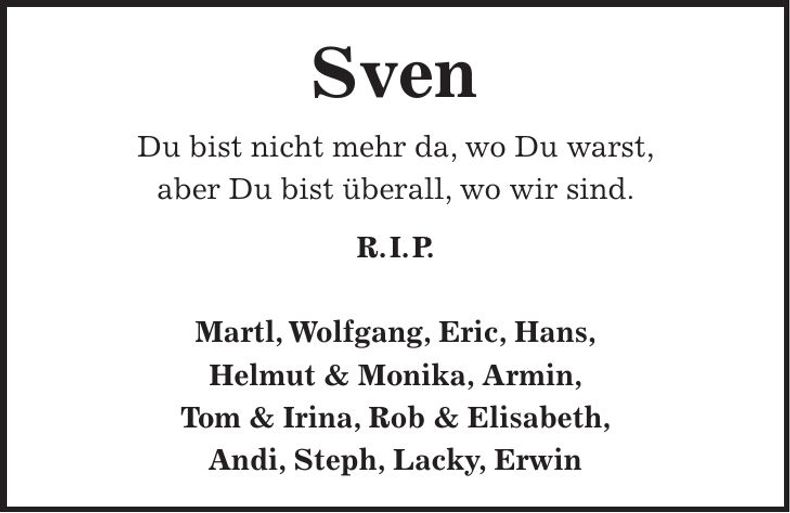 Traueranzeige Sven Lauf