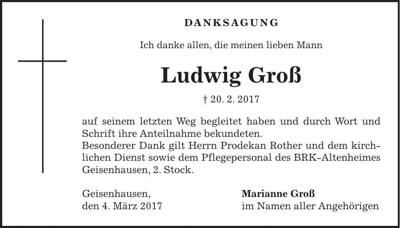 Traueranzeige Marianne Groß