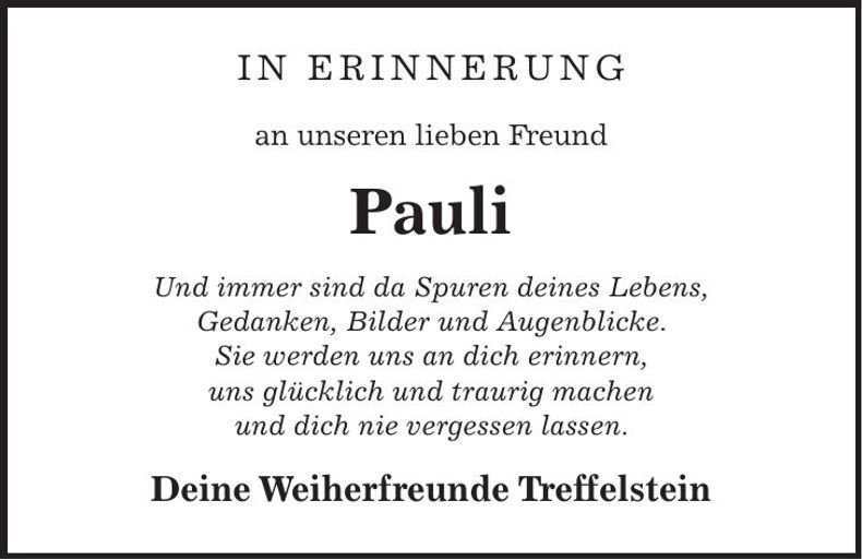 Traueranzeige Josef Paulus