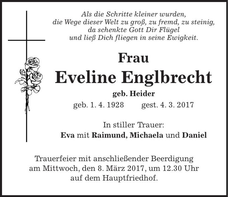 Traueranzeige Eveline Englbrecht