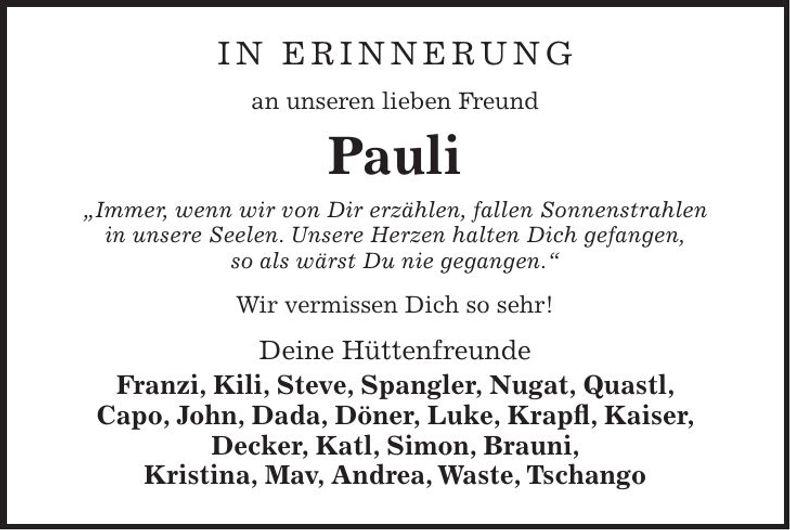Traueranzeige Josef Paulus