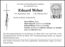 Traueranzeige Eduard Weber