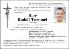 Traueranzeige Rudolf Tremmel