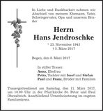 Traueranzeige Hans Jendroschke