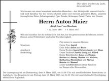 Traueranzeige Anton Maier