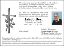 Traueranzeige Jakob Besl