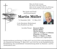 Traueranzeige Martin Müller