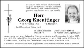 Traueranzeige Georg Kneuttinger