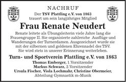 Traueranzeige Renate Neudert