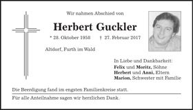 Traueranzeige Herbert Guckler