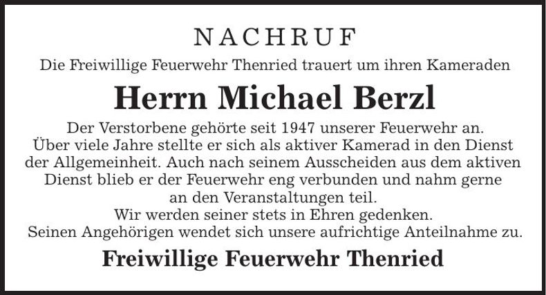 Traueranzeige Michael Berzl
