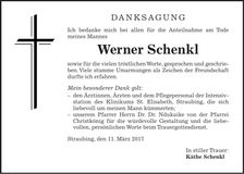 Traueranzeige Werner Schenkl