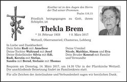 Traueranzeige Thekla Brem