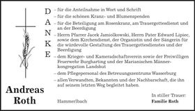 Traueranzeige Andreas Roth