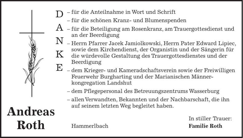 Traueranzeige Andreas Roth