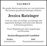 Traueranzeige Jessica Ratzinger