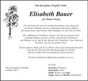 Traueranzeige Elisabeth Bauer