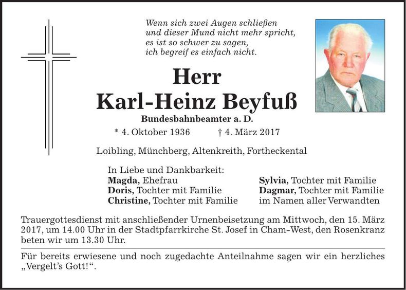 Traueranzeige Karl-Heinz Beyfuß