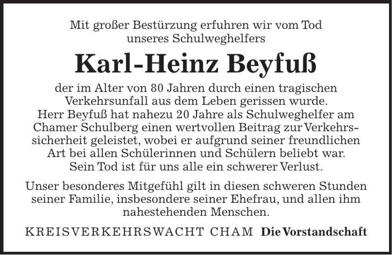 Traueranzeige Karl-Heinz Beyfuß