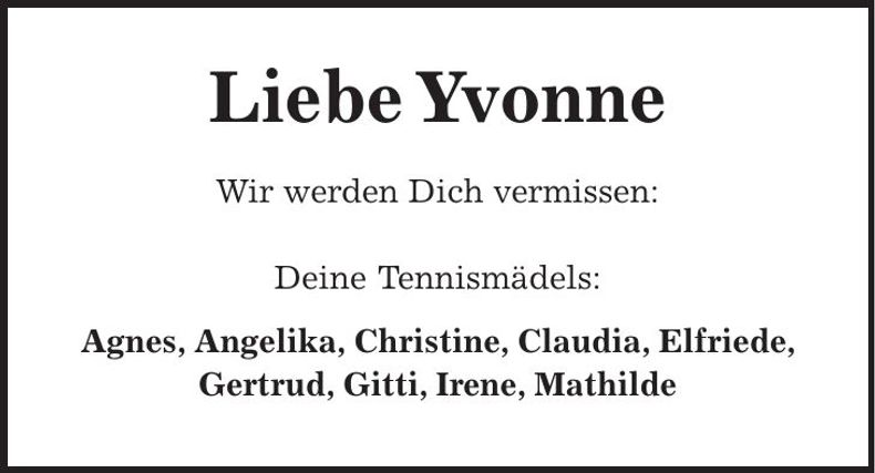 Traueranzeige Yvonne Vilsmeier