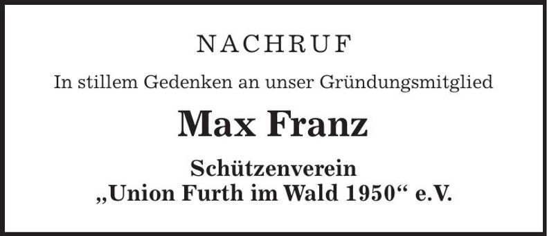 Traueranzeige Max Franz