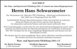 Traueranzeige Hans Schwarzmeier