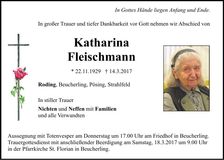 Traueranzeige Katharina Fleischmann