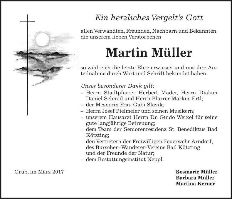 Traueranzeige Martin Müller