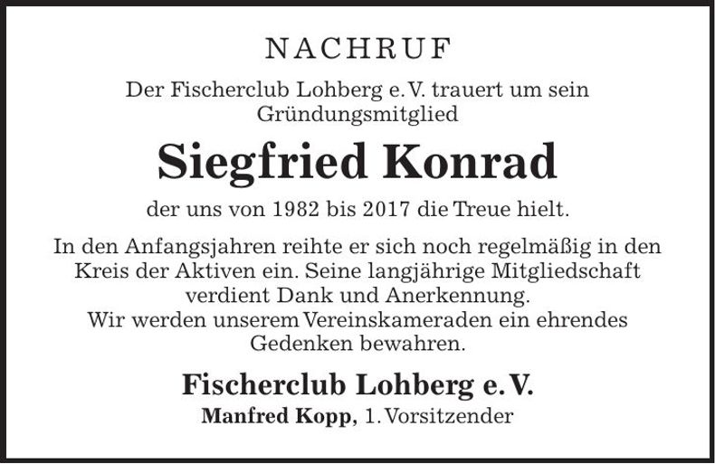 Traueranzeige Siegfried Konrad