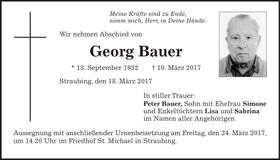 Traueranzeige Georg Bauer