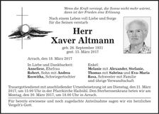 Traueranzeige Xaver Altmann