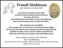 Traueranzeige Traudi Stoklossa