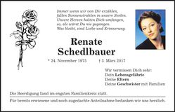 Traueranzeige Renate Schedlbauer