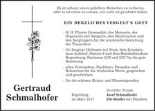 Traueranzeige Gertraud Schmalhofer