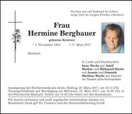 Traueranzeige Hermine Bergbauer