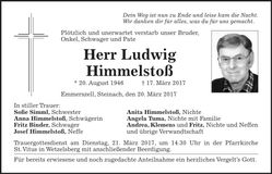 Traueranzeige Ludwig Himmelstoß