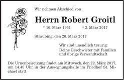 Traueranzeige Robert Groitl