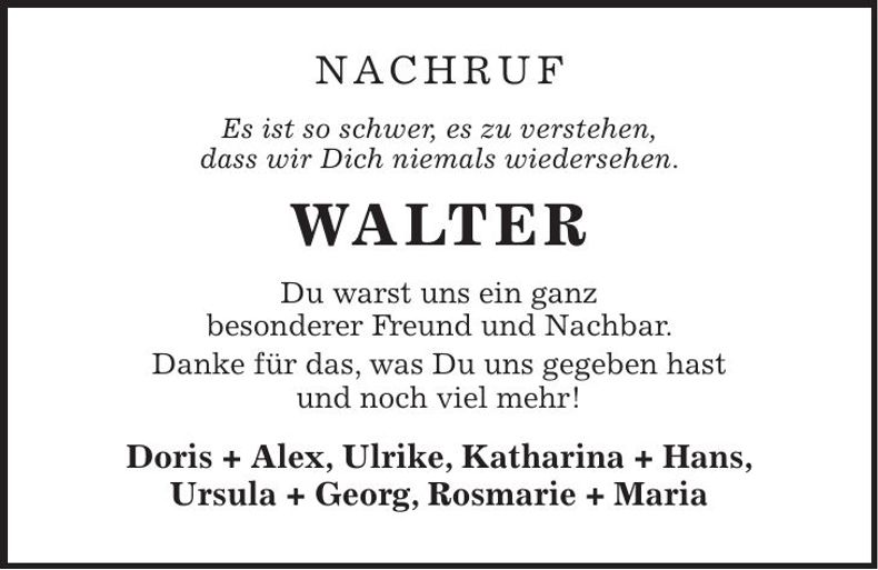 Traueranzeige Walter Weiß