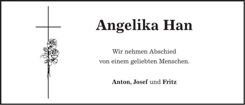 Traueranzeige Angelika Han