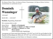 Traueranzeige Dominik Wanninger