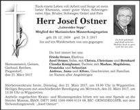 Traueranzeige Josef Ostner