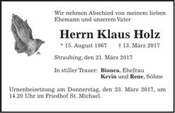 Traueranzeige Klaus Holz