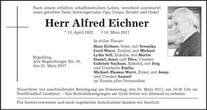 Traueranzeige Alfred Eichner