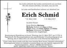 Traueranzeige Erich Schmid