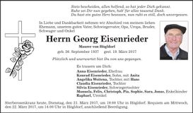 Traueranzeige Georg Eisenrieder