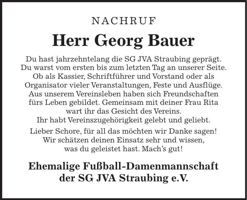 Traueranzeige Georg Bauer