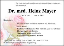 Traueranzeige Heinz Mayer