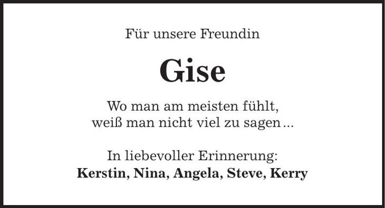 Traueranzeige Gisela Werner